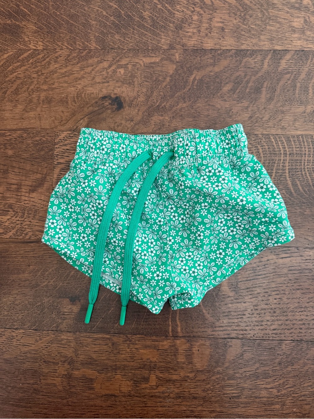 Minnow Green Floral Drawstring Kids Swim Trunks